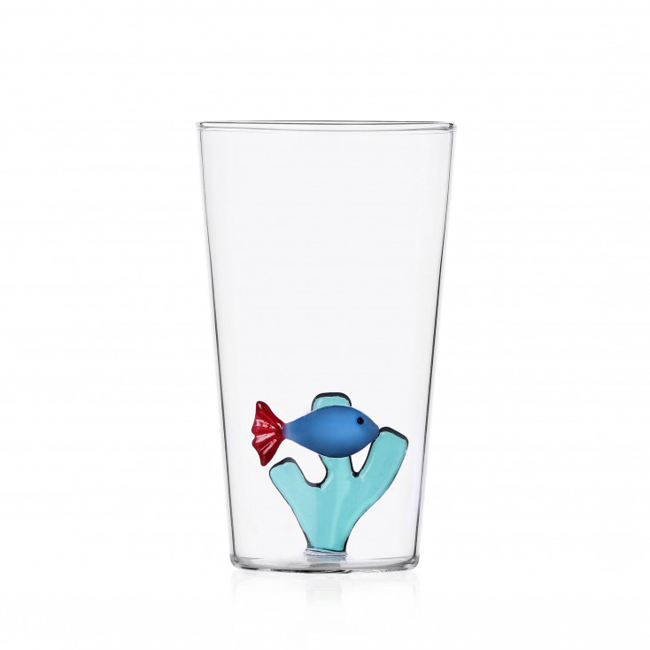 Bicchiere in vetro per long drink con pesciolino