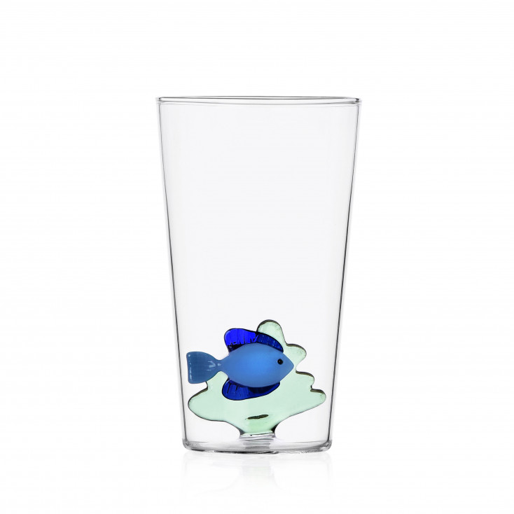 Bicchiere in vetro per long drink con pesciolino