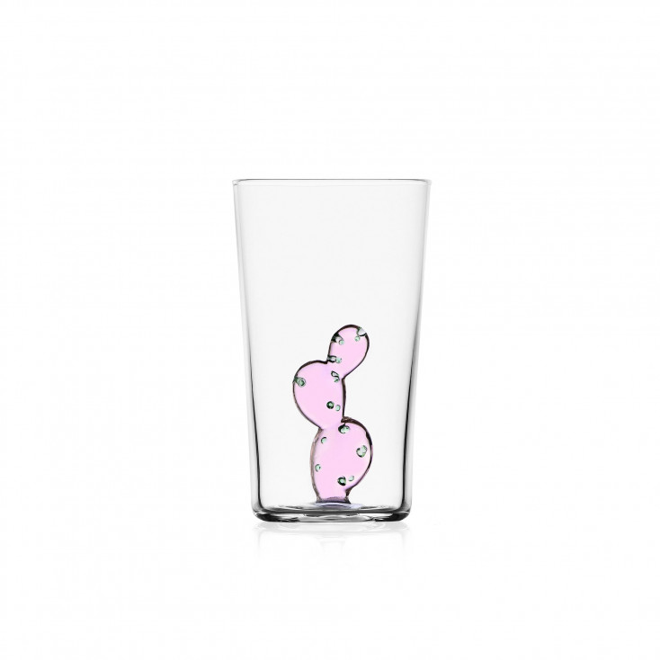 Bicchiere in vetro per longdrink con cactus