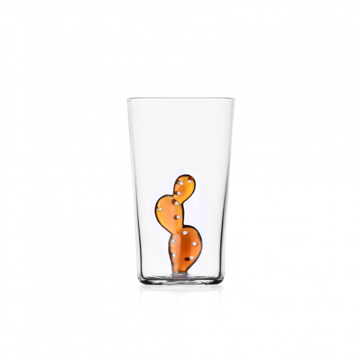 Bicchiere in vetro per longdrink con cactus