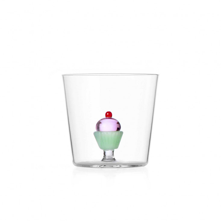 Bicchiere Tumbler per acqua in vetro dal design moderno "Pasticcino"