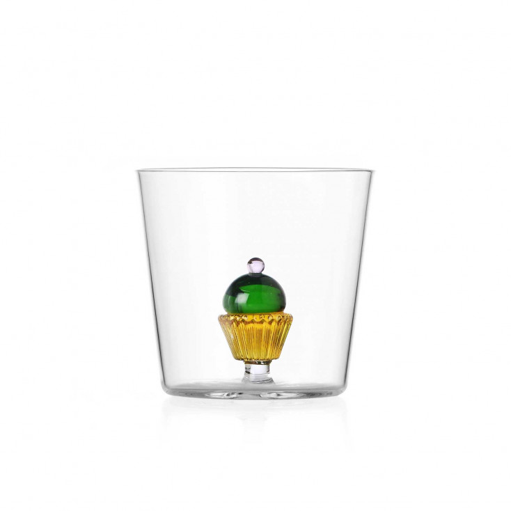 Bicchiere Tumbler per acqua in vetro dal design moderno "Pasticcino"