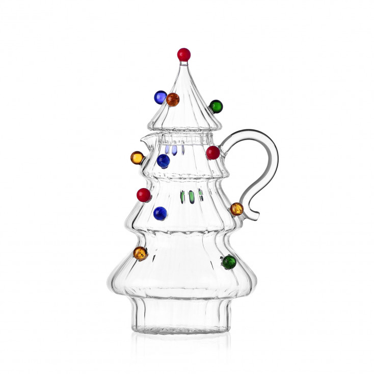 Brocca con palline colorate in vetro a forma di albero di natale