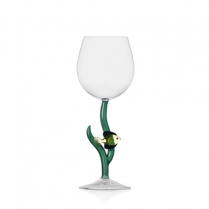 Calice in vetro con pesciolino dal design moderno ed elegante
