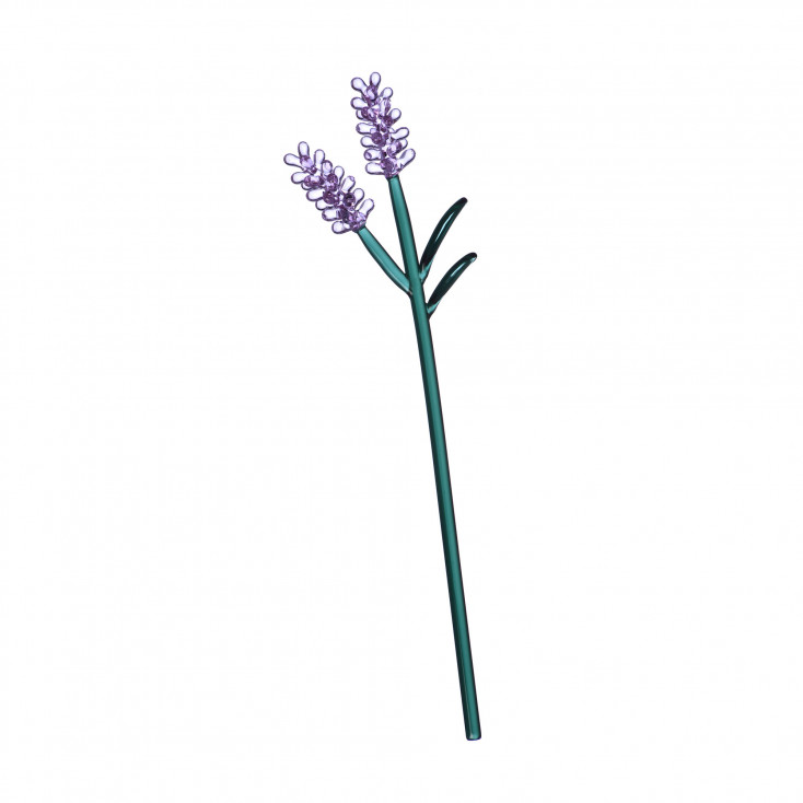 Fiore decorativo in vetro soffiato a forma di ramo lavanda lilla