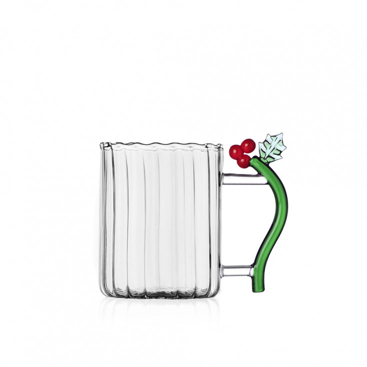Mug in vetro con manico con bacche