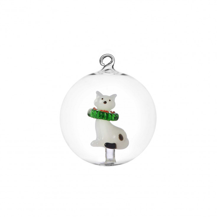 Palla di Natale gatto con ghirlanda