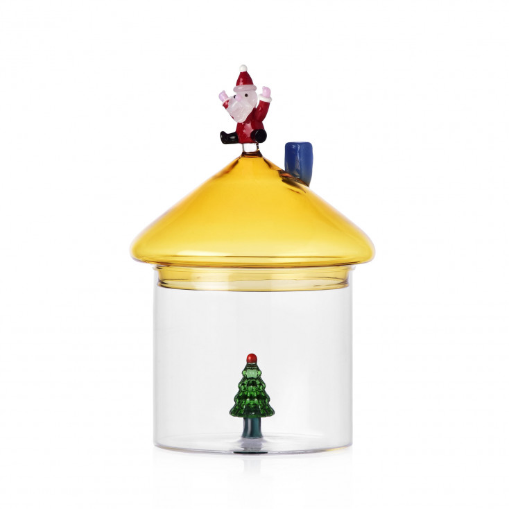 Scatola in vetro con babbo natale