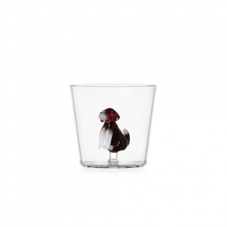 Tumbler in vetro con English Foxhound