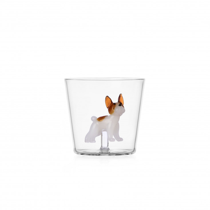 Tumbler in vetro con French Bulldog