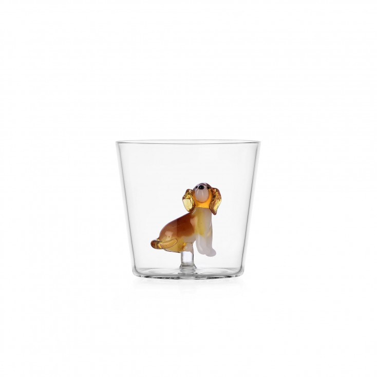 Tumbler in vetro con Golden Retriever