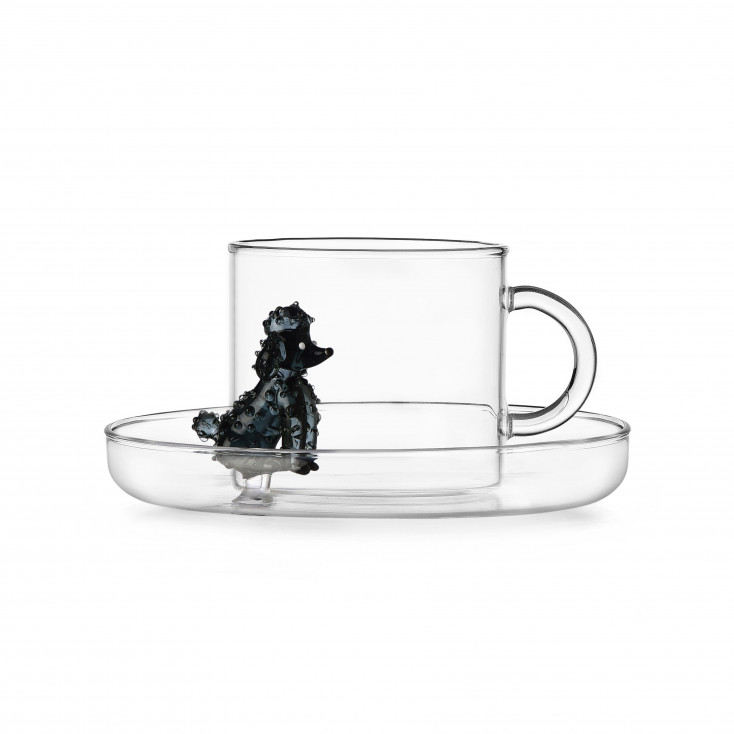Tazza da thè con piattino in vetro Barboncino