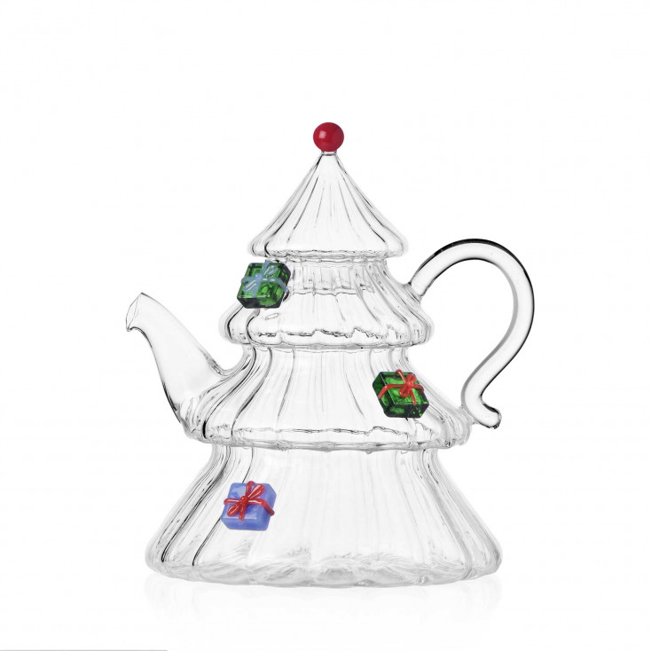 Teiera con forma albero di Natale in vetro