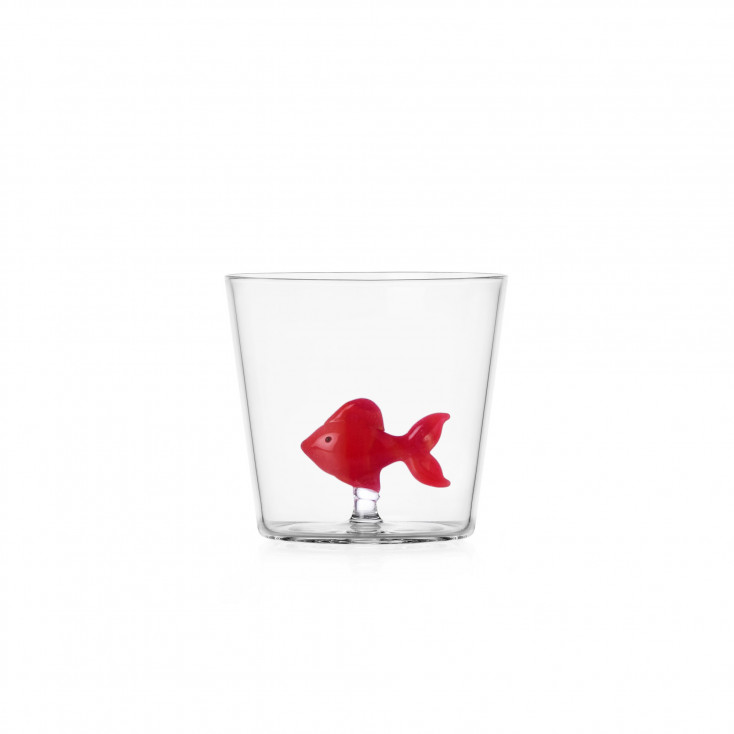 Tumbler in vetro con con pesciolino design originale per una tavola creativa