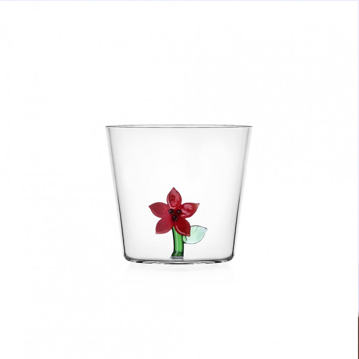 Tumbler in vetro con fiori di bacche