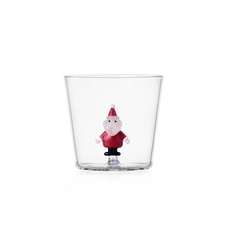 Tumbler in vetro versione natalizia con babbo natale