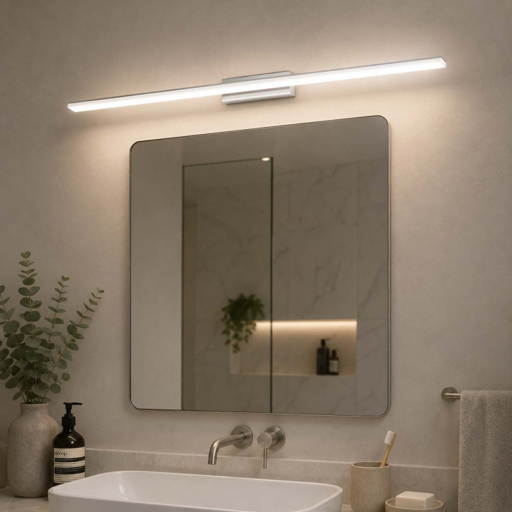 Applique a led da parete struttura lunga in metallo e diffusore satinato