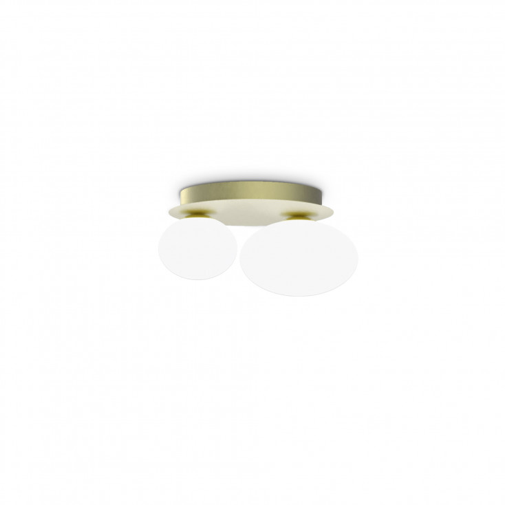 Applique a parete in metallo con 2 diffusori in vetro dal design moderno