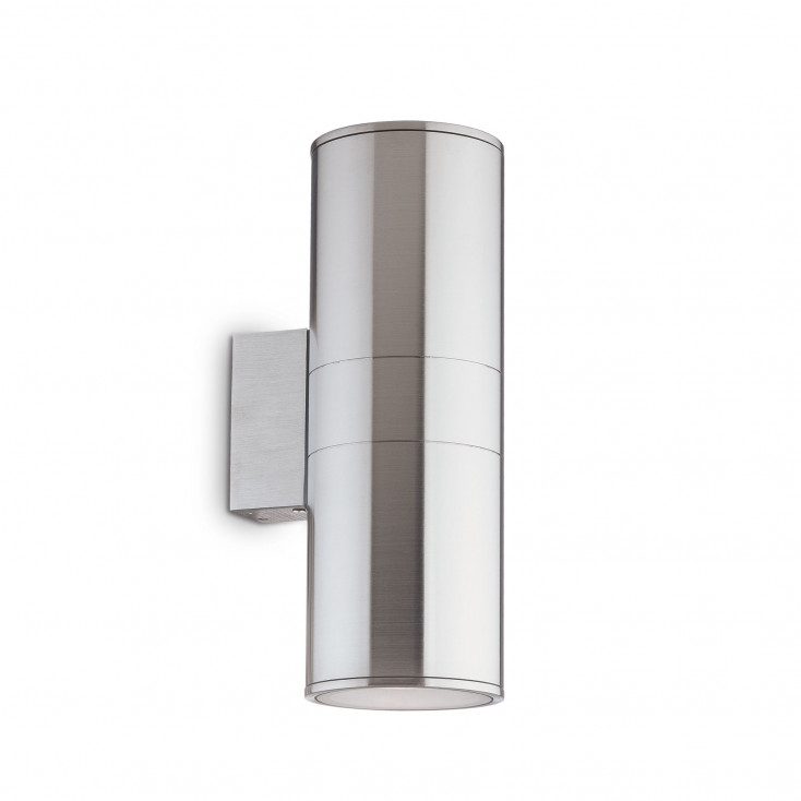 Applique alta da esterno con struttura in alluminio e doppio diffusore in vetro