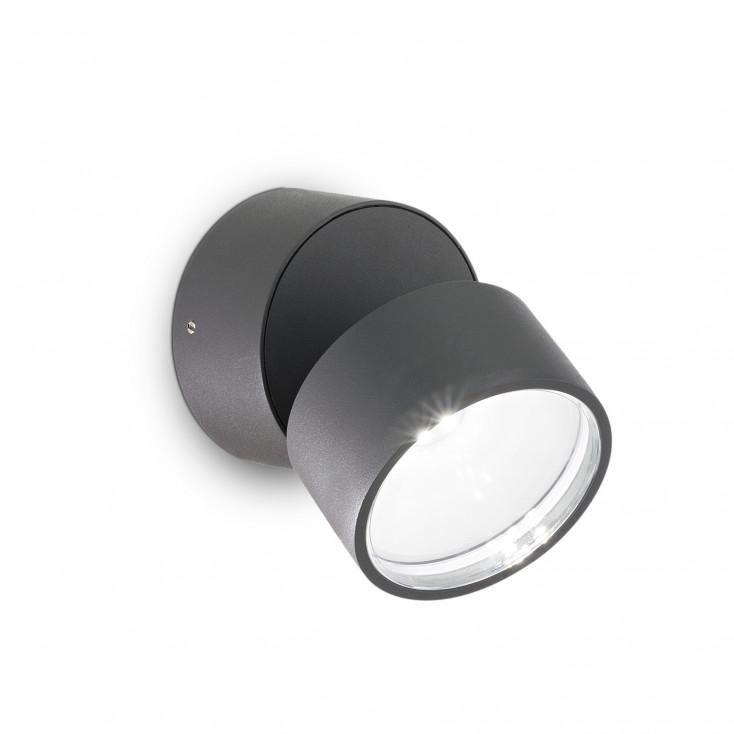 Applique da esterno a led in alluminio e diffusore orientabile in vetro