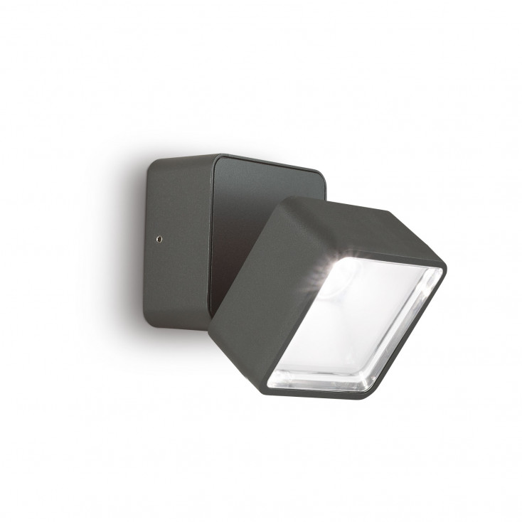 Applique da esterno a led in alluminio e diffusore quadrato orientabile in vetro