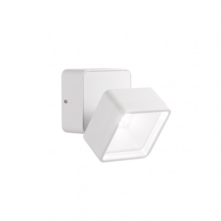 Applique da esterno a led in alluminio e diffusore quadrato orientabile in vetro