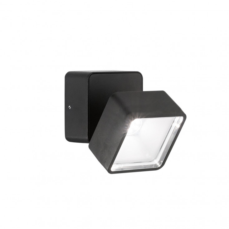 Applique da esterno a led in alluminio e diffusore quadrato orientabile in vetro