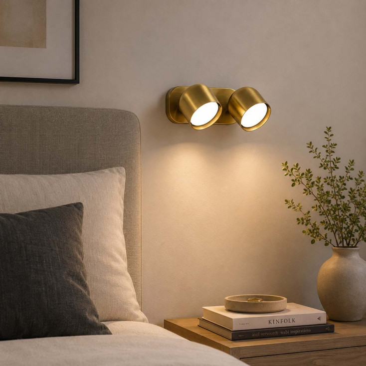 Applique da parete a led con doppio diffusore in metallo orientabile