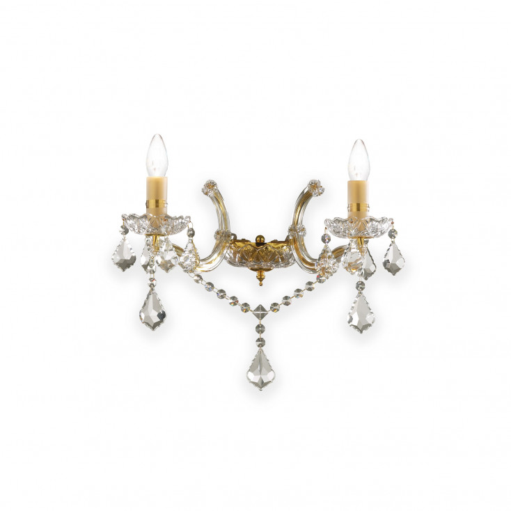 Applique da parete classica con bracci in vetro e pendagli in cristallo