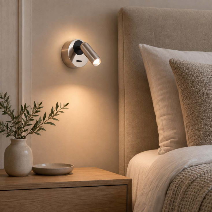 Applique da parete con diffusore a led orientabile e base rotonda