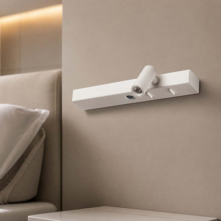 Applique da parete con diffusore tubolare a led orientabile posizione sinistra