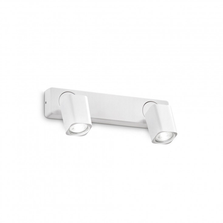 Applique da parete con struttura in alluminio e 2 diffusori quadrati orientabili