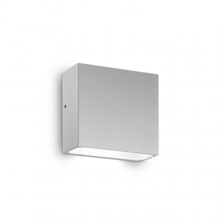 Applique esterno struttura in alluminio rettangolare e diffusore in vetro