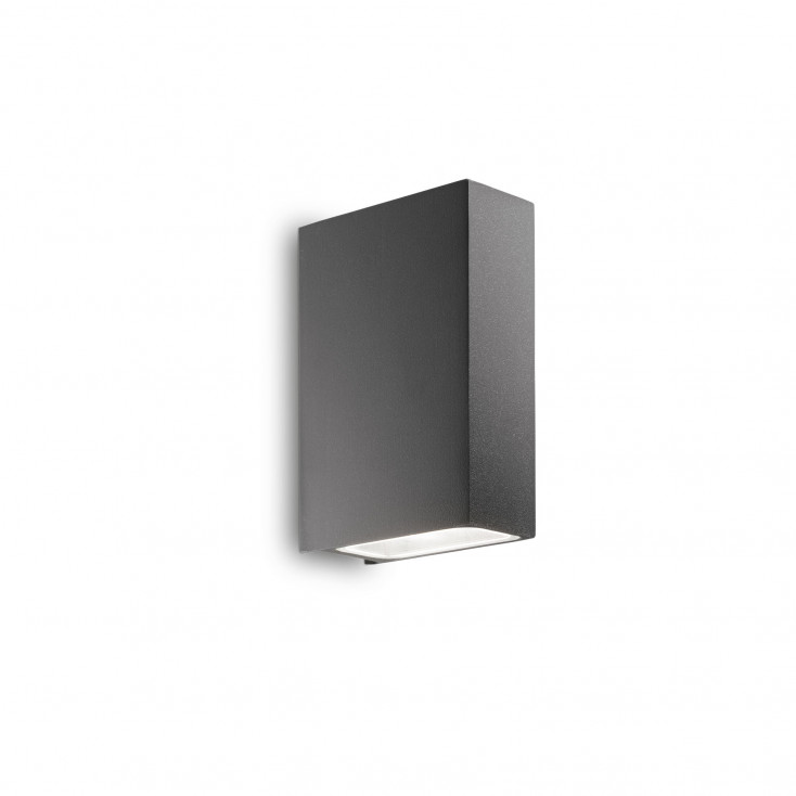 Applique esterno struttura rettangolare in alluminio e doppio diffusore in vetro
