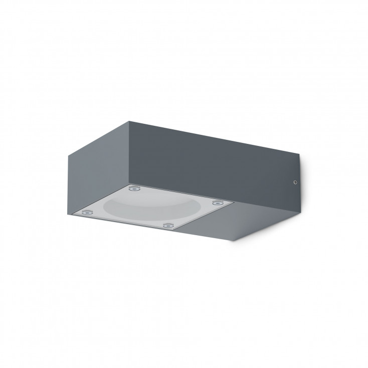 Applique per esterni con struttura in alluminio e diffusore in vetro temperato