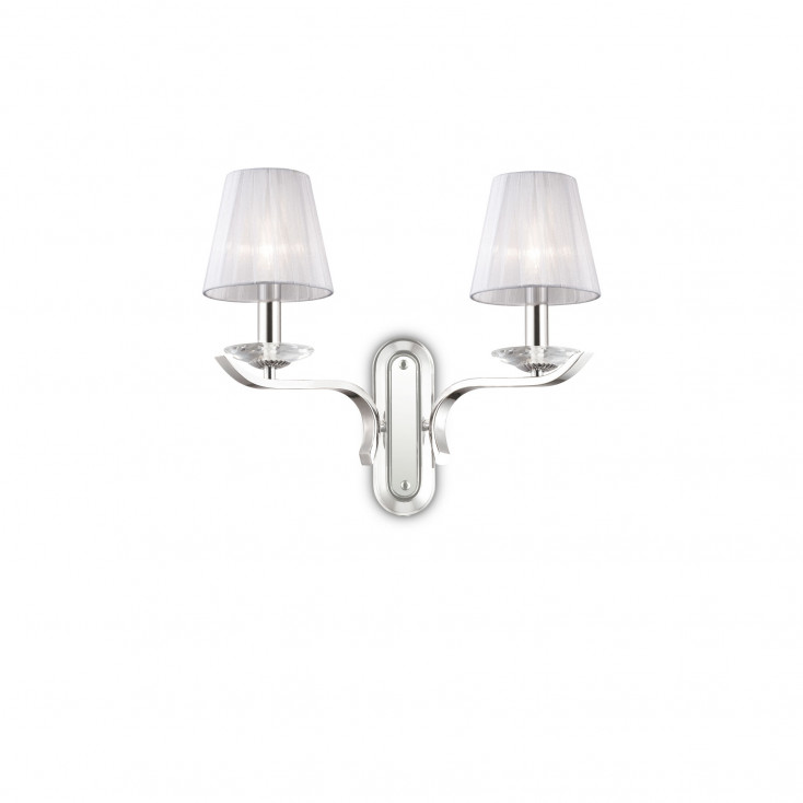 Applqiue da parete classica con struttura in metallo e 2 diffusori in organza