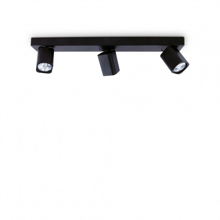 Faretto da soffitto struttura in alluminio e 3 diffuosri orientabili quadrati