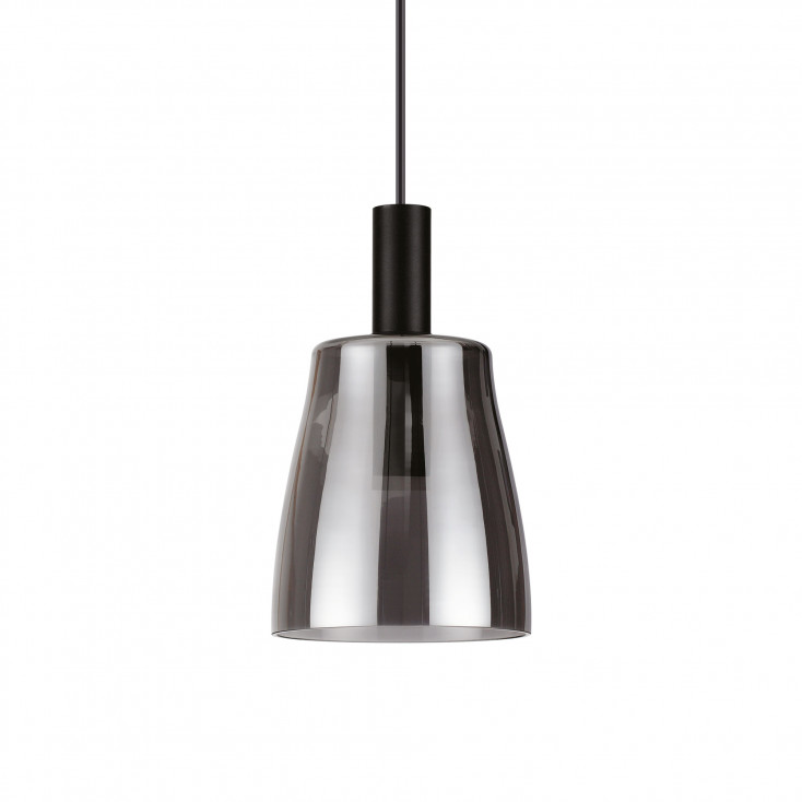 Lampada a sospensione a led in metallo e diffusore cono in vetro soffiato