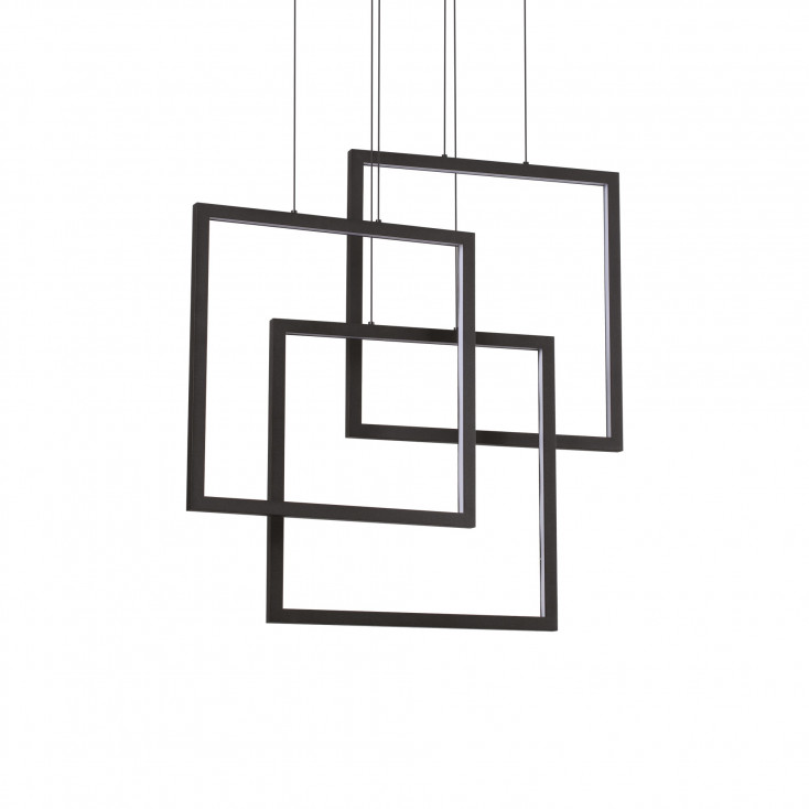 Lampada a sospensione a led con 3 diffusori quadrati in acrilico
