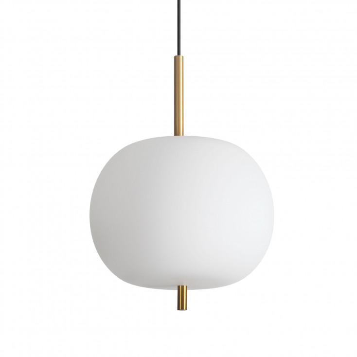 Lampada a sospensione a LED grande in metallo con diffusore in vetro