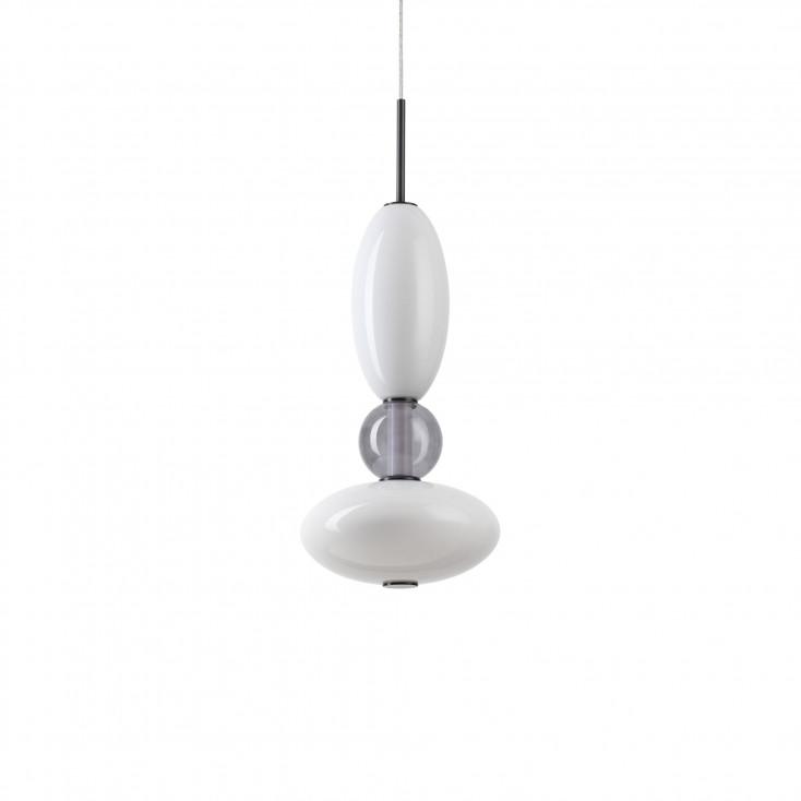 Lampada a sospensione a led in metallo con diffusore in vetro design elegante