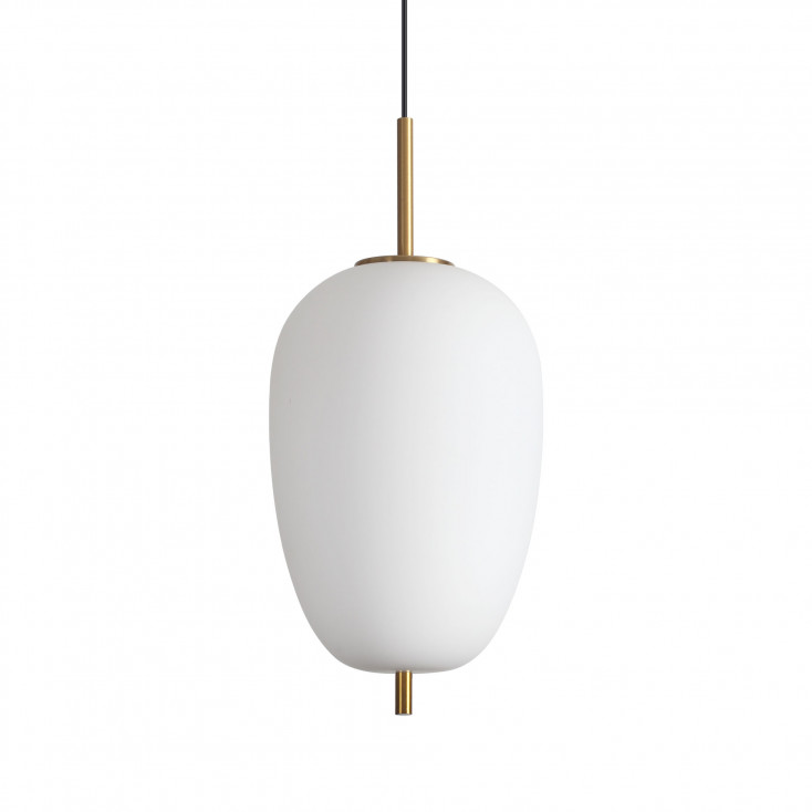 Lampada a sospensione a LED media in metallo con diffusore in vetro