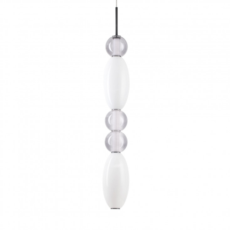 Lampada a sospensione alta a led in metallo diffusore in vetro design elegante
