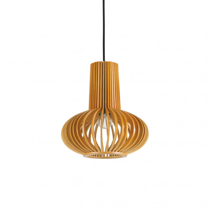 Lampada a sospensione con diffusore moderno in legno multistrato