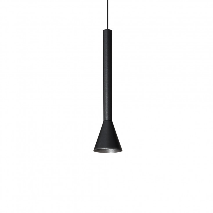 Lampada a sospensione con singolo diffusore led a cono in metallo verniciato