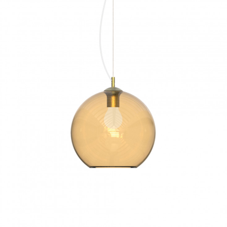 Lampada a sospensione di design in metallo con diffusore in vetro grande