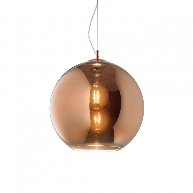 Lampada a sospensione di design in metallo con diffusore in vetro grande