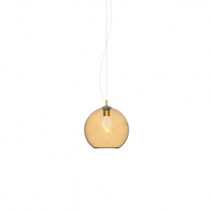 Lampada a sospensione di design in metallo con diffusore in vetro piccolo