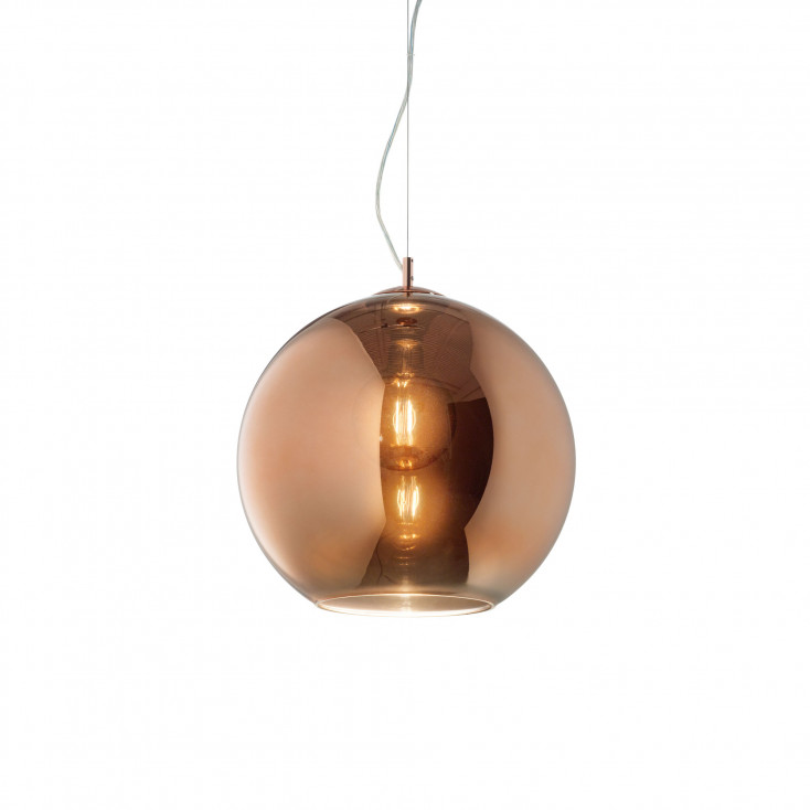 Lampada a sospensione di design in metallo con diffusore in vetro piccolo
