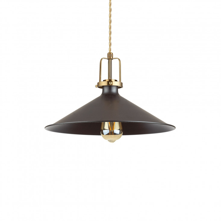 Lampada a sospensione diffusore a cono in metallo grande dal design industrial